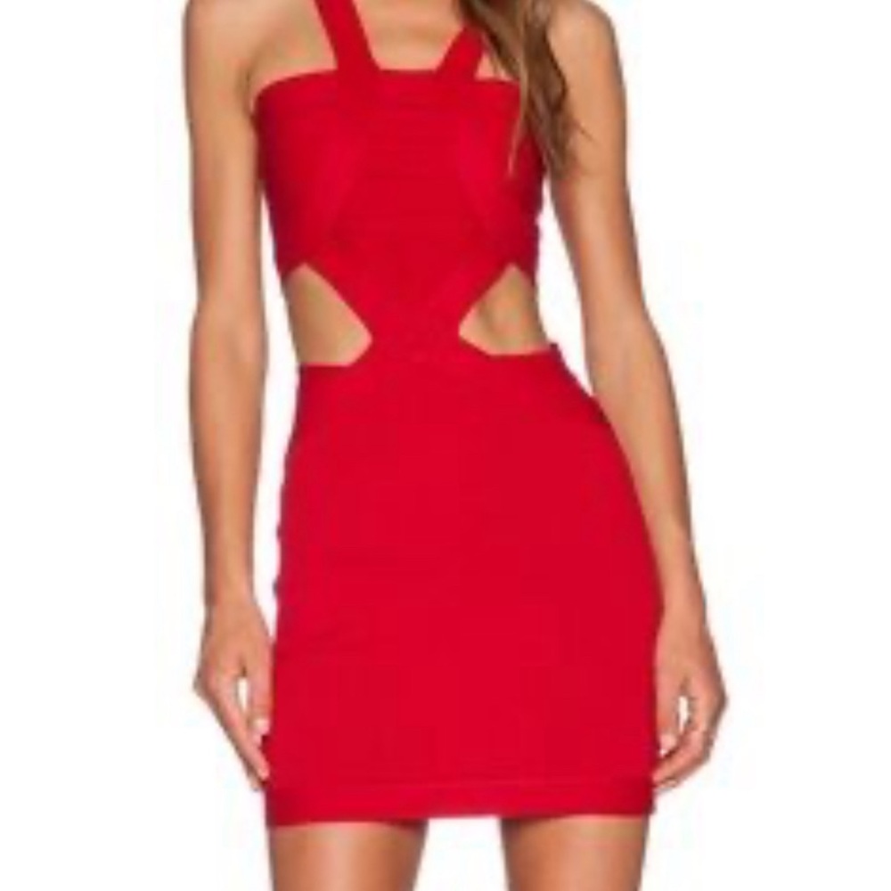 NBD red cutout dress